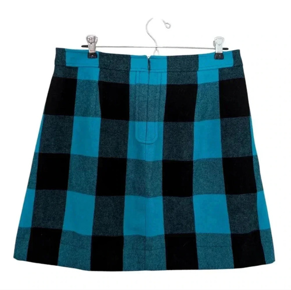 Banana Republic  Mini Skirt Turquoise Black Buffalo Plaid Check Women's size 10 - Picture 4 of 15